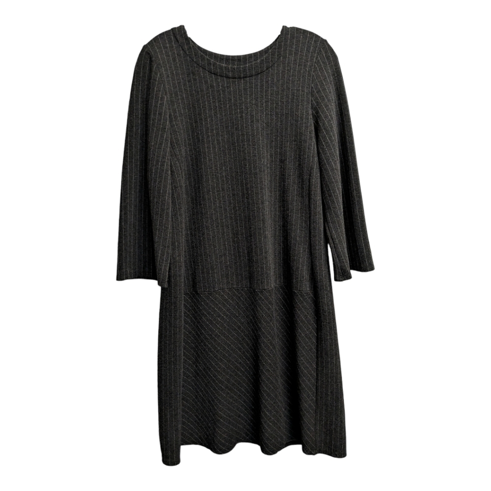 J Jill Ponte gray pinstripe shift dress